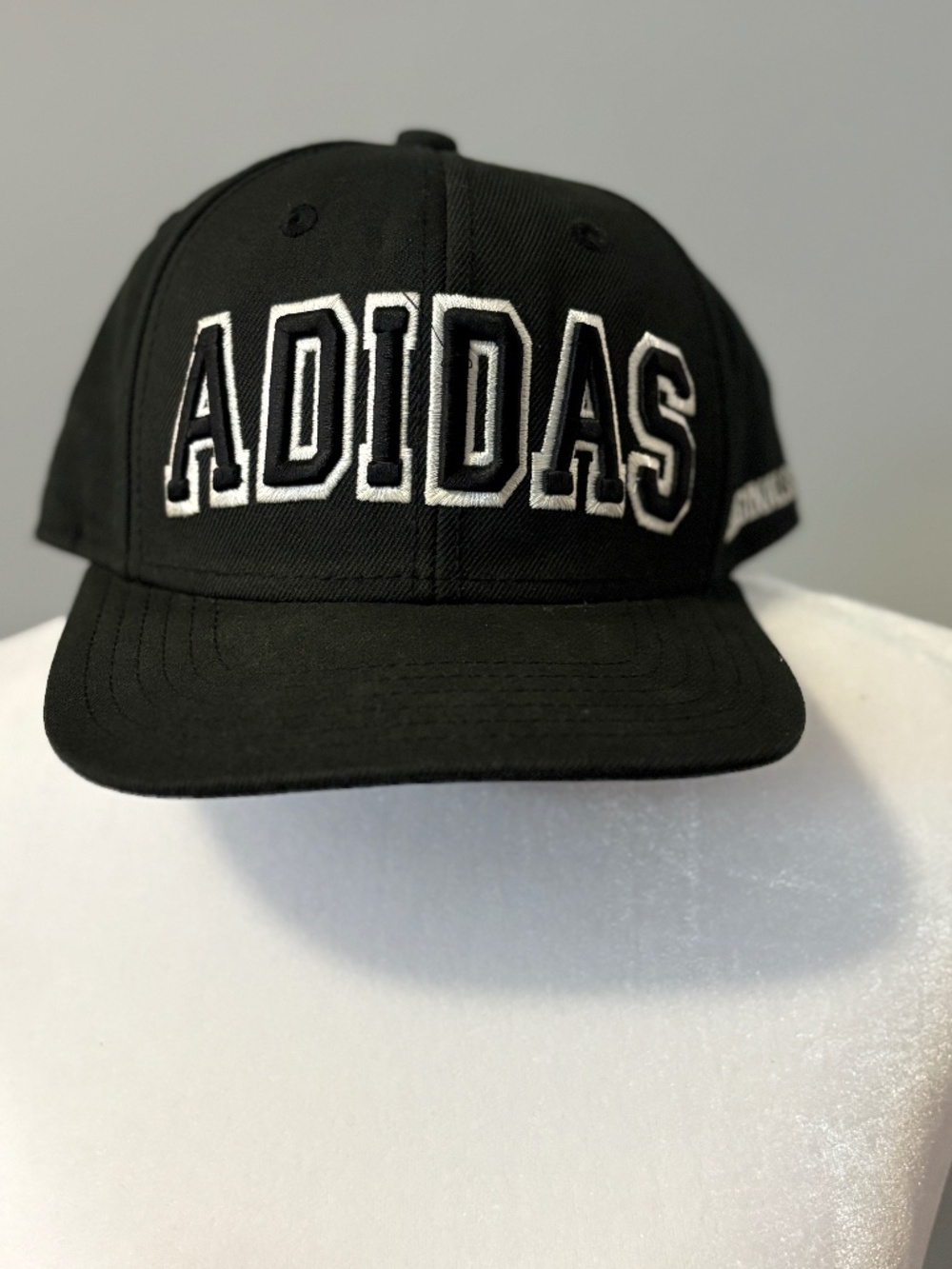 Adidas Originals Embroidered Varsity Block Letter Snapback Flat Bill Cap Black